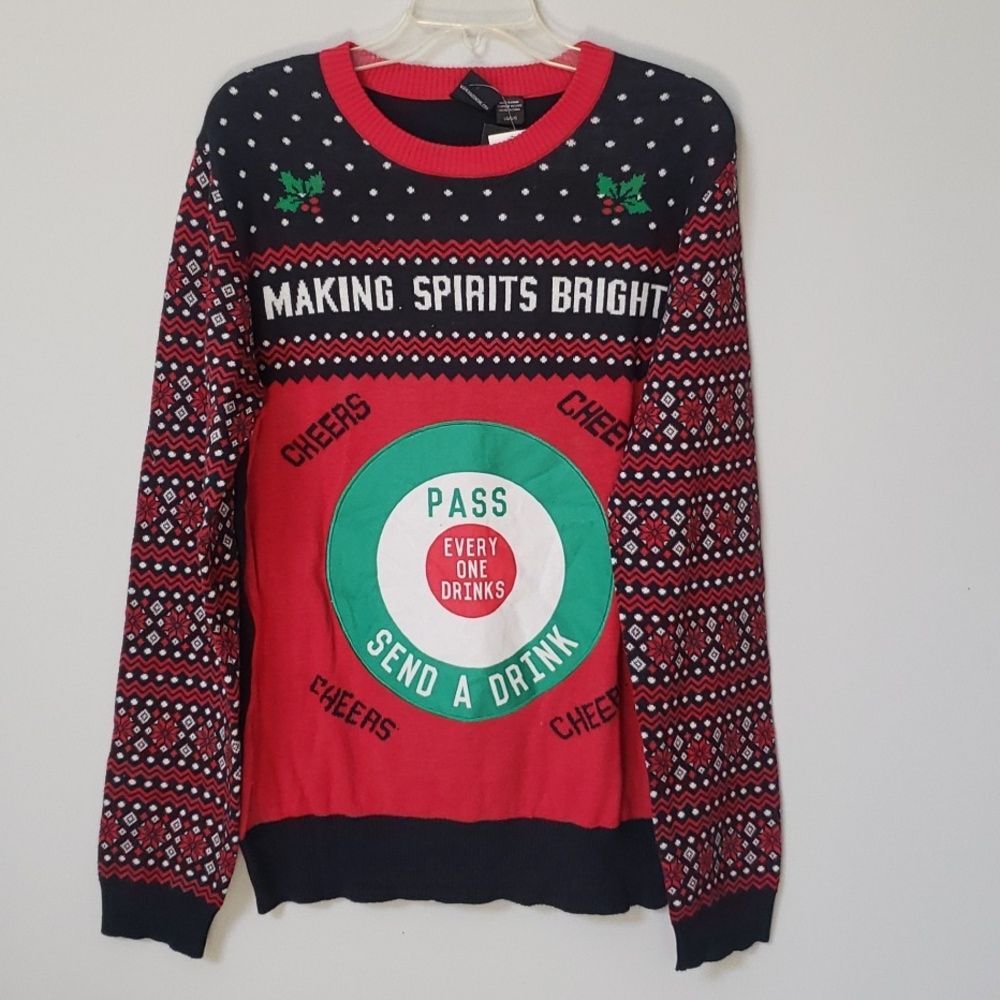 MAD Engine Ugly Christmas Sweater Reindeer Games Mens L Bullseye Target NWT
